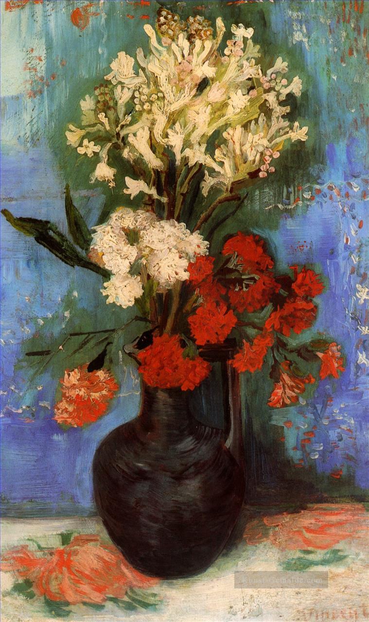 Vase mit Gartennelken und anderen Blumen Vincent van Gogh Ölgemälde
